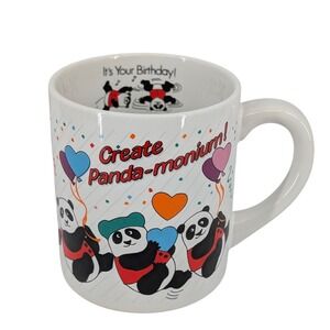 Vintage 80s Applause Jubilee Panda-monium Birthday Coffee Mug Panda Bears Kawaii